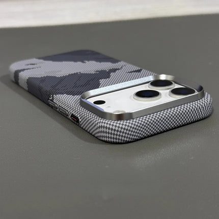OKEYWOW iPhone 15/16/17 Pro Max magnetic snow mountain matte case with relief design and camera lens protection, MagSafe compatible.