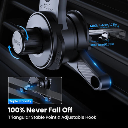 TOPK Extendable Car Phone Holder Metal Hook Air Vent Mount Stable Grip Stand