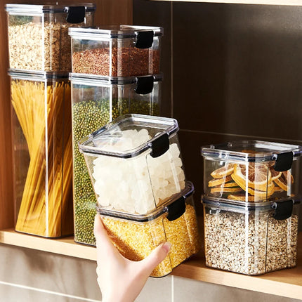 FreshLock Grain Storage Jar Set Sealed Plastic Moisture Proof Kitchen Organizer Box