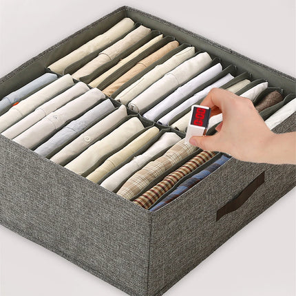 OKEYWOW clothes organizer storage box for pants, sweaters, and T-shirts, fits in wardrobe drawers for neat clothing storage.