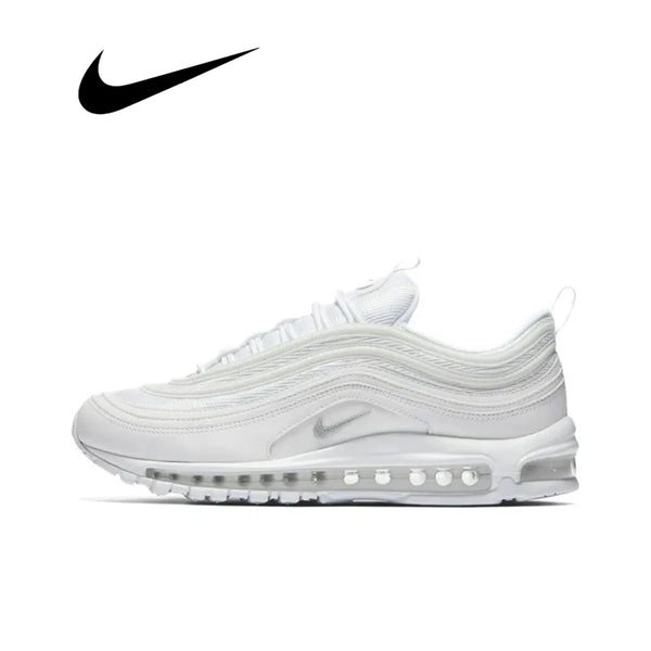 Nike Air Max 97 Running Shoes: White Retro Classic, Wear-Resistant Unisex Sneakers (921826-101)