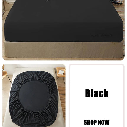 Cotton fitted sheet with elastic edges on a mattress, non-slip design, suitable for single, double, queen, and king beds by OKEYWOW.