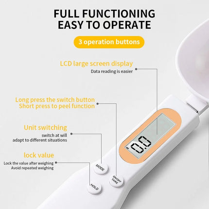 MiniSpoon Digital Kitchen Scale 0.1–500g LCD Food Measuring Spoon for Coffee Flour Milk