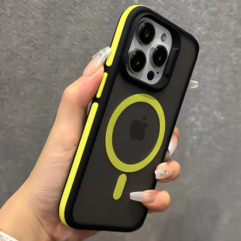 Shockproof Color Bumper Armor For Magsafe Case For iPhone 16 15 14 Plus 13 12 11 Pro Max Hybrid Wireless Charge Clear Cover