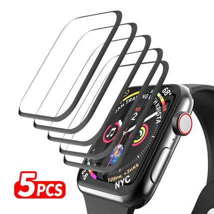 OKEYWOW Apple Watch 5-pack soft film screen protectors for 49mm to 38mm Series 11–6 SE, showing clear, flexible screen protection.