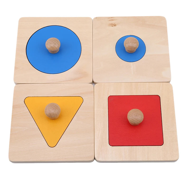 Montessori Wooden Puzzle Toys: Geometric Shapes Sorting Math Colorful Preschool Learning Educational Game for Baby and Toddler