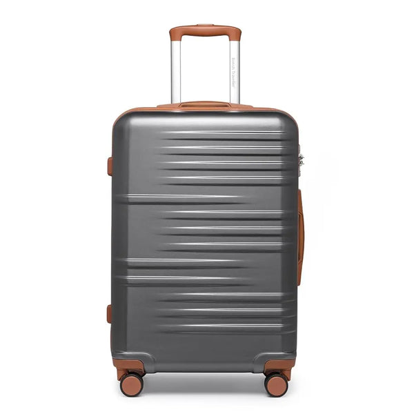 British Traveller Lightweight PC Hard Shell Cabin Suitcase with 4 Spinner Wheels&3-Digit Combination Lock Carry-On Hand Luggage