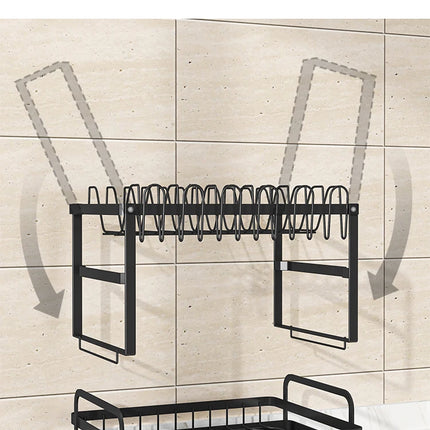 OKEYWOW 2-tier dish drying rack with drain tray and cutlery holder, kitchen counter organizer for drying dishes and utensils