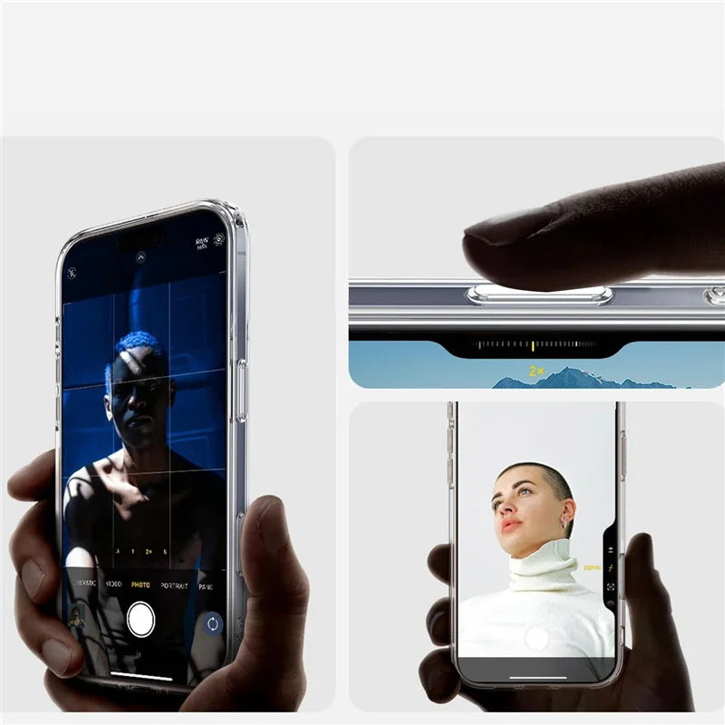 Original Touch Camera Button Clear MagSafe Case for iPhone 14/15/15 Pro Max/16 Pro/17/17 Air/17 Pro – Wireless Charging Shockproof Cover