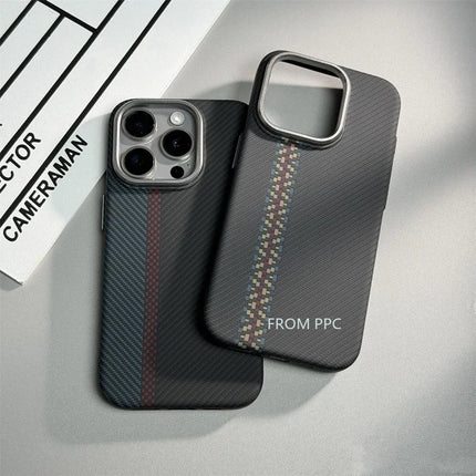 OKEYWOW iPhone 16/15/14 Pro Max carbon fiber MagSafe case with wireless charging, camera ring armor cover, and magnetic design.