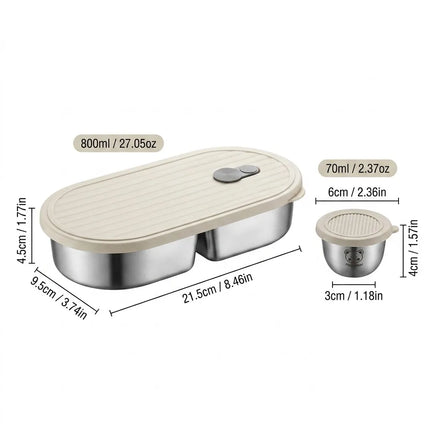 FreshSeal Stainless Steel Bento Lunch Box with Sauce Container