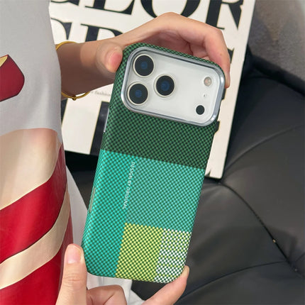OkeyWOW iPhone 17/16/15 Pro Max carbon fiber color clash MagSafe shockproof bumper case with hard PC material and rugged design