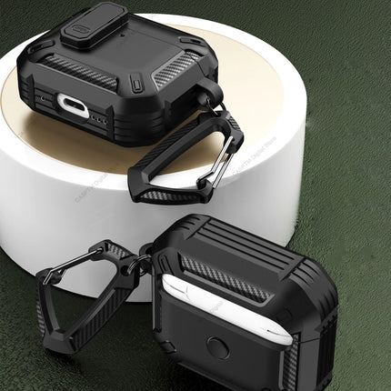 OKEYWOW AirPods 4 security lock case with TPU and PC material, featuring a hook for 4th generation AirPods protection