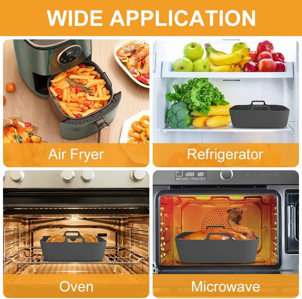 Thick Reusable Silicone Pot for Air Fryers: Square Liners as Parchment Paper Replacement