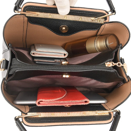 Women Leather Crossbody Bag 3-Layer Large Capacity Shoulder Tote Designer Messenger Bag