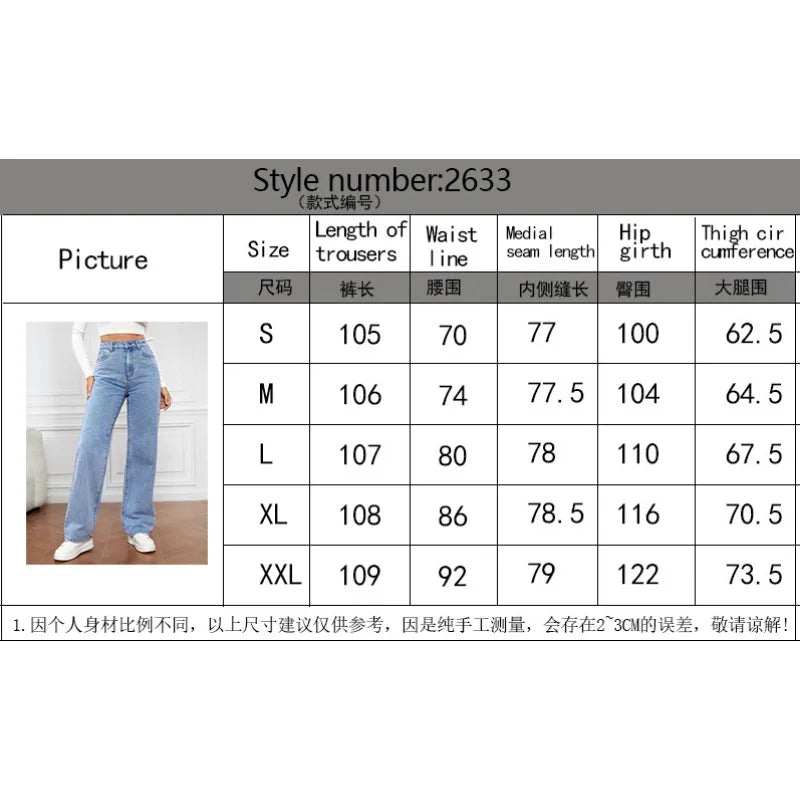 Wepbel Versatile Straight-Leg Denim Trousers Straight Jeans Jeans Stretch Washed Denim Pants Women Summer Fashion Chunky Pants