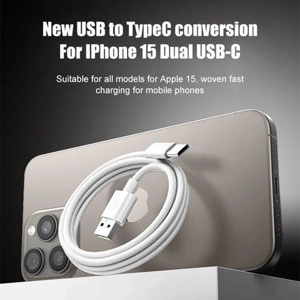 TurboBraided 60W USB C Cable for iPhone 17 16 15 Pro Max Air Plus Fast Charge Type C Data Cable