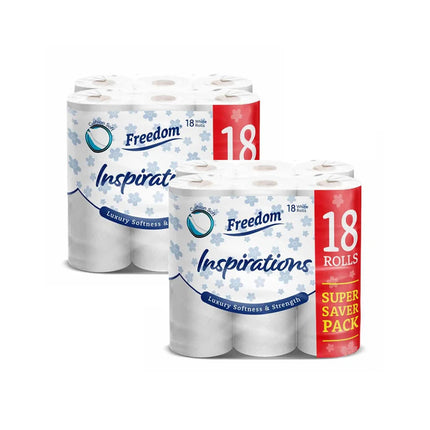 OKEYWOW Freedom Quilted 18-pack 2-ply toilet tissue bathroom rolls, soft and comfortable for home or office use.