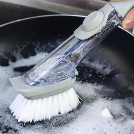 2-in-1 Kitchen Dishwashing Brush with Sponge Soap Dispenser