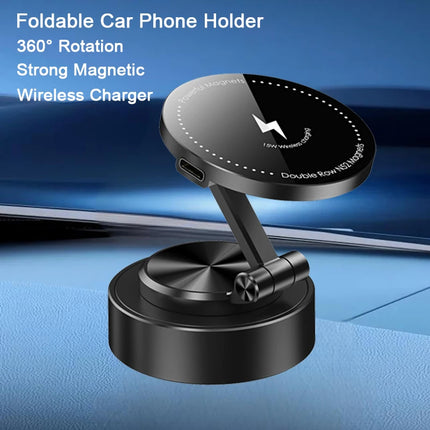 AutoGrip Dual Side Magnetic Car Phone Holder Vacuum Mount Wireless Charging 360° Rotation Stand