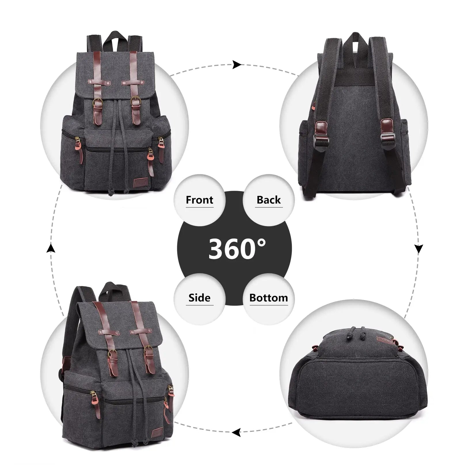 Canvas Backpack Unisex Vintage Rucksack School Bag Casual Daypack for Women/Men Outdoor Travel Hiking Camping