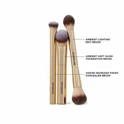 Hourglass Complexion Essentials 3-Piece Makeup Brush Set with Storage Cup & Gift Box