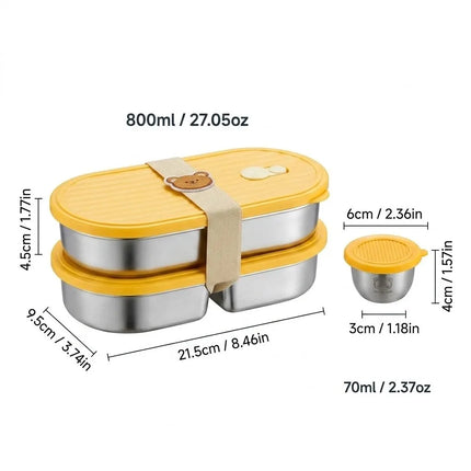 FreshSeal Stainless Steel Bento Lunch Box with Sauce Container