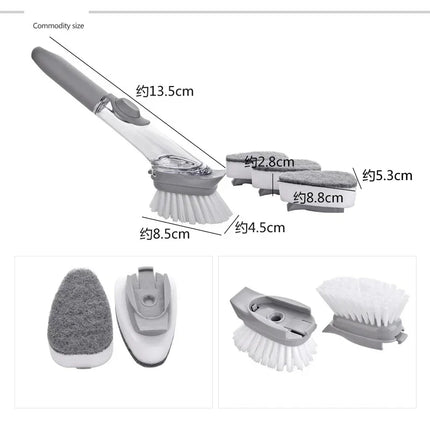 2-in-1 Kitchen Dishwashing Brush with Sponge Soap Dispenser