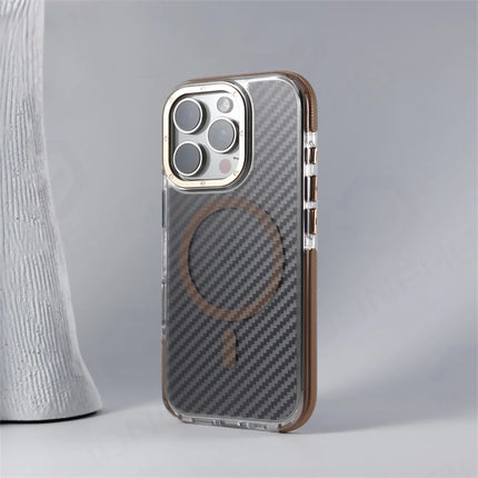 Luxury Carbon Fiber MagSafe Armor Case for iPhone Non-Slip Shockproof Cover