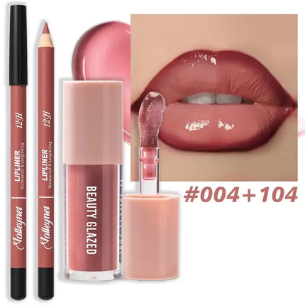 Velora Beauty 2pcs Matte Lip Set Waterproof Long Lasting Lip Liner & Lip Glaze Duo