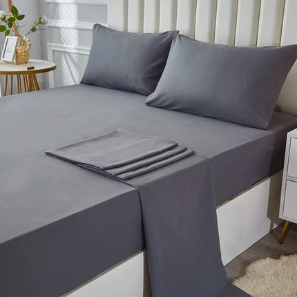 Waterproof Bed Sheet Set 3/4pcs Fitted Sheet Pillowcases Soft Queen King Twin White Gray