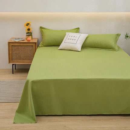 Okeywow solid color single and double bed sheet, machine washable dorm bedding linen, no pillowcase included, soft and durable fabric
