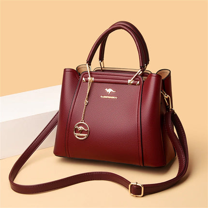Women Leather Crossbody Bag 3-Layer Large Capacity Shoulder Tote Designer Messenger Bag