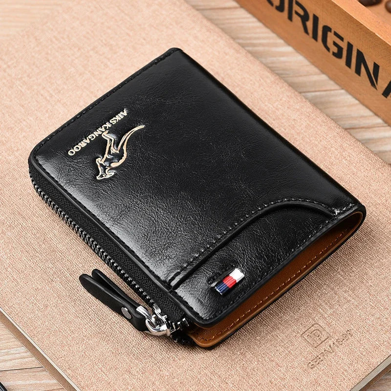 ANTI RFID Blocking Protection for Men High Quality Wallet Zipper Business Card Holder Purse Luxury Wallets Carteira Masculina