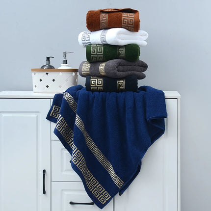 PureCotton 2pcs Black Bath Towels Set Absorbent Terry Shower Beach Yoga Towels