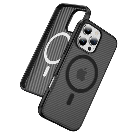 Carbon Fiber Frosted MagSafe Case for iPhone 17/16/15/14/13/12 Pro Max Clear Shockproof Cover