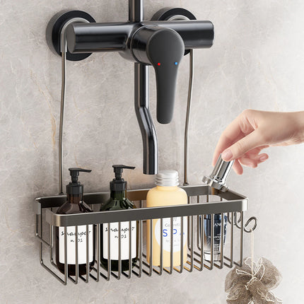 No Drill Shower Rack Bathroom Storage Basket Wall Mount Organizer for Bath Products