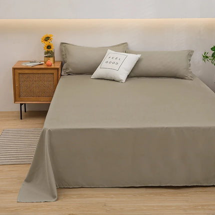 OKEYWOW solid color single and double bed sheet for dormitory, machine washable bedding linen, pillowcase not included