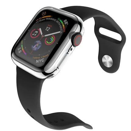 Silicone Apple Watch case and screen protector bumper for Series 9 to 3 SE, fits 38mm to 46mm models, by OKEYWOW