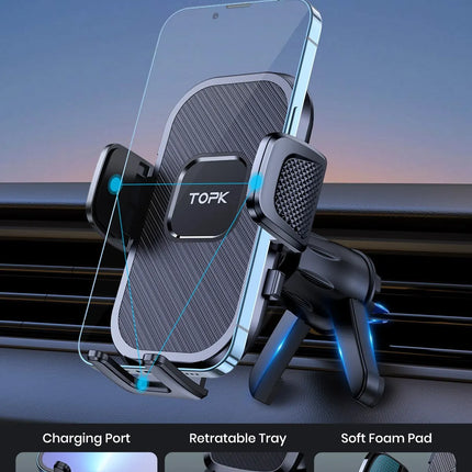 TOPK Gravity Car Phone Holder Dashboard Windshield Air Vent Mount Universal Stand