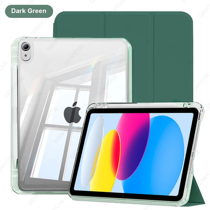 Clear iPad Case with Pencil Holder Air 11/13 M2 M3 Pro 11/12.9 M4 10th/11th Gen Cover