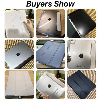 Clear protective case for iPad Air 4/5, Pro 11-inch, and 9.7-inch models from okeyWOW, showing the transparent design on the device. iPad Air 4/5 Pro 11 9th Gen 10.2 (7th/8th/9th 2019–2021) 9.7 (5th/6th) Transparent Protective Case  ipad-case-for-air-4-5-pro-11-9th-generation-accessories-for-ipad-10-2-7th-8th-9th-2018-9-7-5th-6th-transparent-cover-funda-to-protect-your-device
