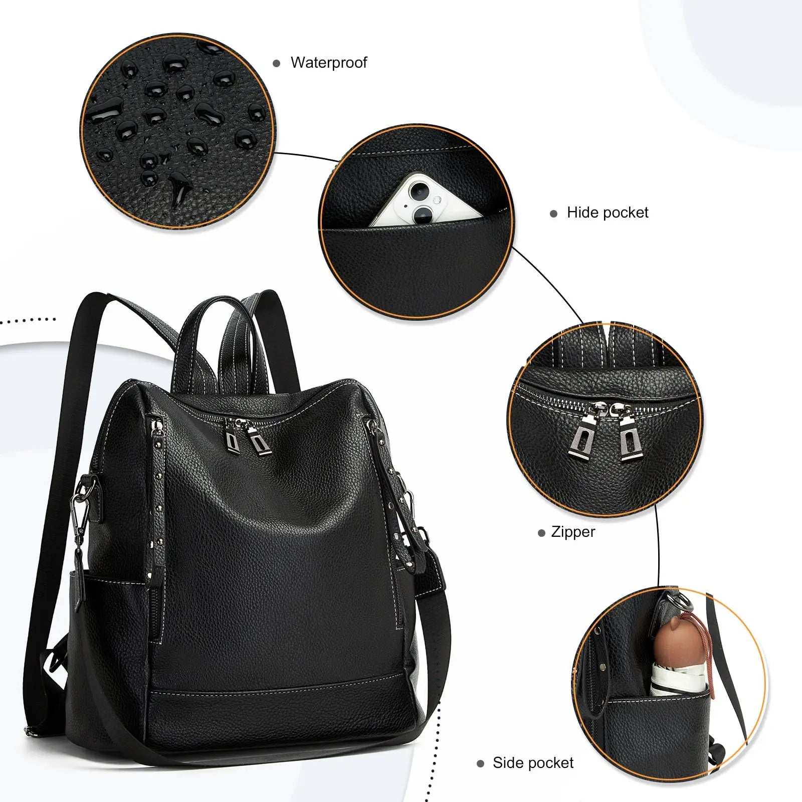 Miss Lulu Women's Anti-Theft PU Backpack, Large Capacity Convertible Shoulder Bag for School, Work, Travel & Daily Use, Multi-Po