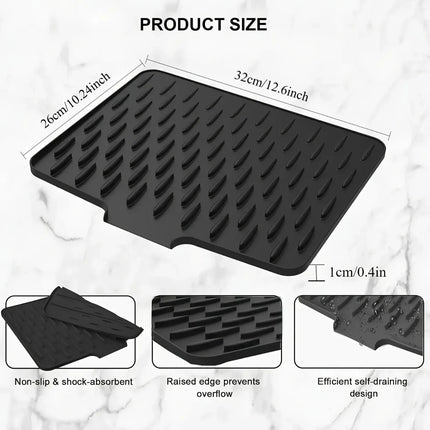 DrainEase Silicone Kitchen Drain Mat with Drainage