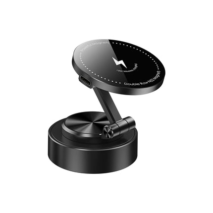 AutoGrip Dual Side Magnetic Car Phone Holder Vacuum Mount Wireless Charging 360° Rotation Stand