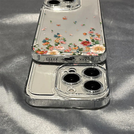 Clear silicone iPhone case by OKEYWOW featuring flower design for iPhone 11, 12, 13, 14, 15 Pro Max, XR, XS, SE shockproof cover