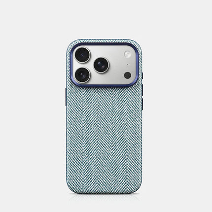 Heritage Weave PU Leather MagSafe Case for iPhone 17/16/15 Pro Max Alloy Lens Wireless Cover