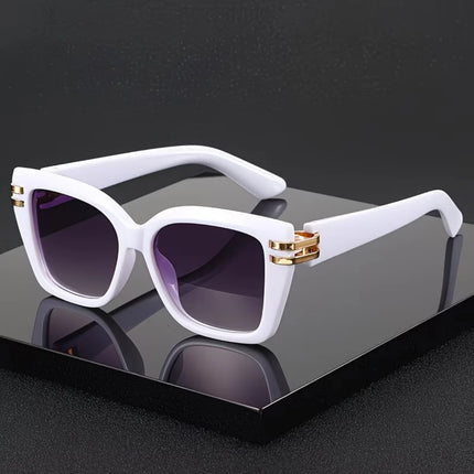 Retro Cat-Eye Metal Accent Sunglasses
