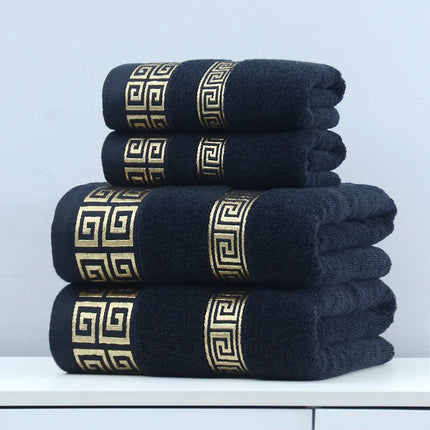 PureCotton 2pcs Black Bath Towels Set Absorbent Terry Shower Beach Yoga Towels