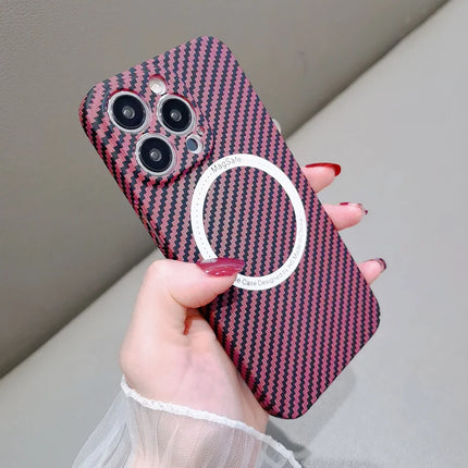 OKEYWOW iPhone carbon fiber case with ultra-thin design, hard back cover, and camera protection for models 11 to 17 Pro Max, XR, XS.